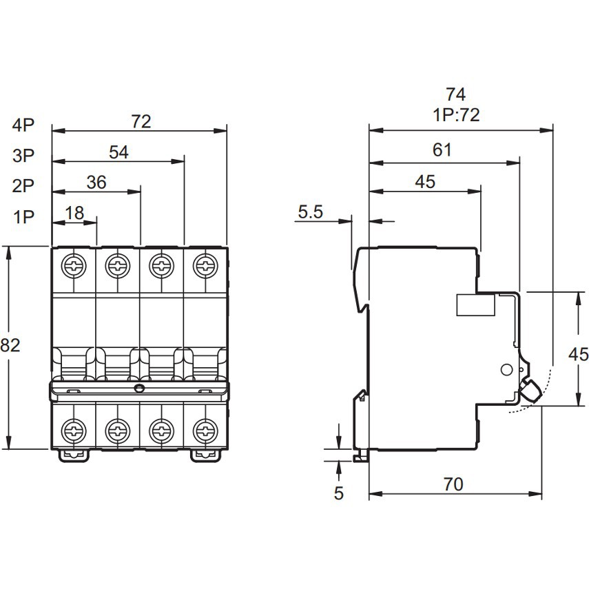 Cầu dao tự động bảo vệ quá tải ngắn mạch 1 Pha 6A - 10A - 16A - 25A -32A 4.5kA Dòng Easy. Hãng Schneider