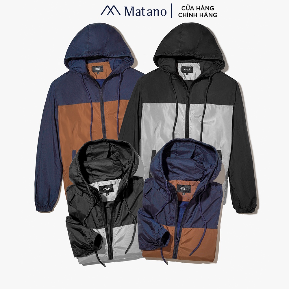 Áo khoác dù nam MATANO AK025 có nón, vải dù cao cấp, may 2 lớp dày dặn, phối 2 màu trẻ trung