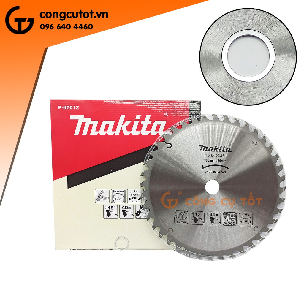 Lưỡi cưa cắt xẻ gỗ hợp kim Makita đỏ Φ300 x 40 răng x mạch cắt 3.2mm x 4500 rpm