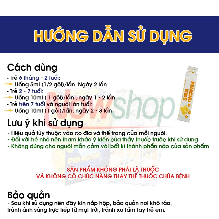 Siro Ăn Ngon Giúp Tăng Cường Tiêu Hóa Tăng Sức Đề Kháng Nâng Cao Sức Khỏe Phát Triển Trí Não Cho Trẻ Em Pikachu Kids