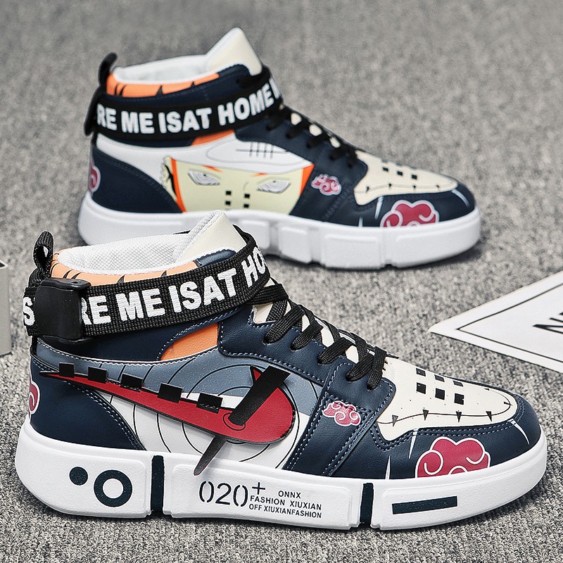 Giày Sneaker Nam Cổ Cao Thoải Mái Trọng Lượng Nhẹ Họa Tiết Akatsuki Naruto Đẹp Trai