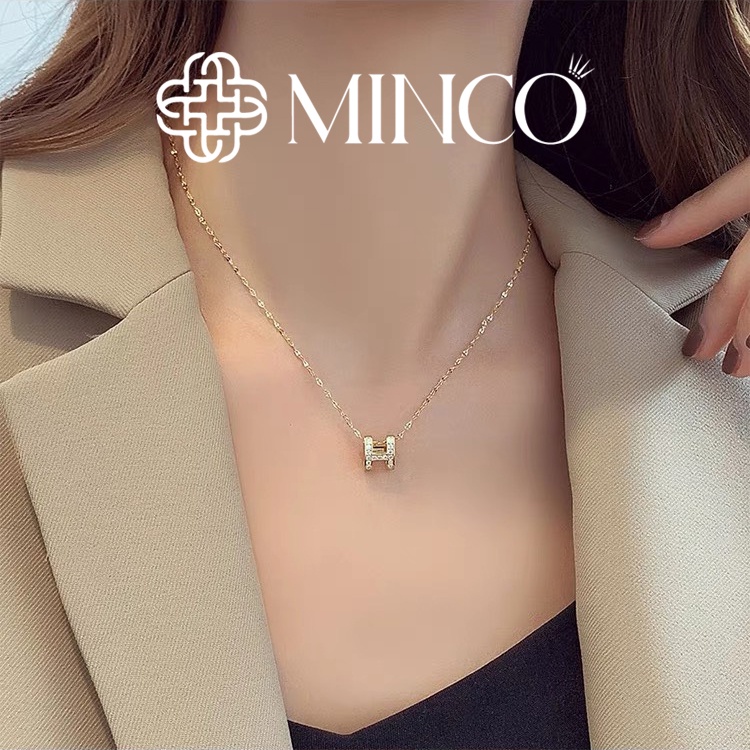 Dây chuyền nữ Minco Accessories đính đá chữ H thời trang phong cách Hàn Quốc DT61