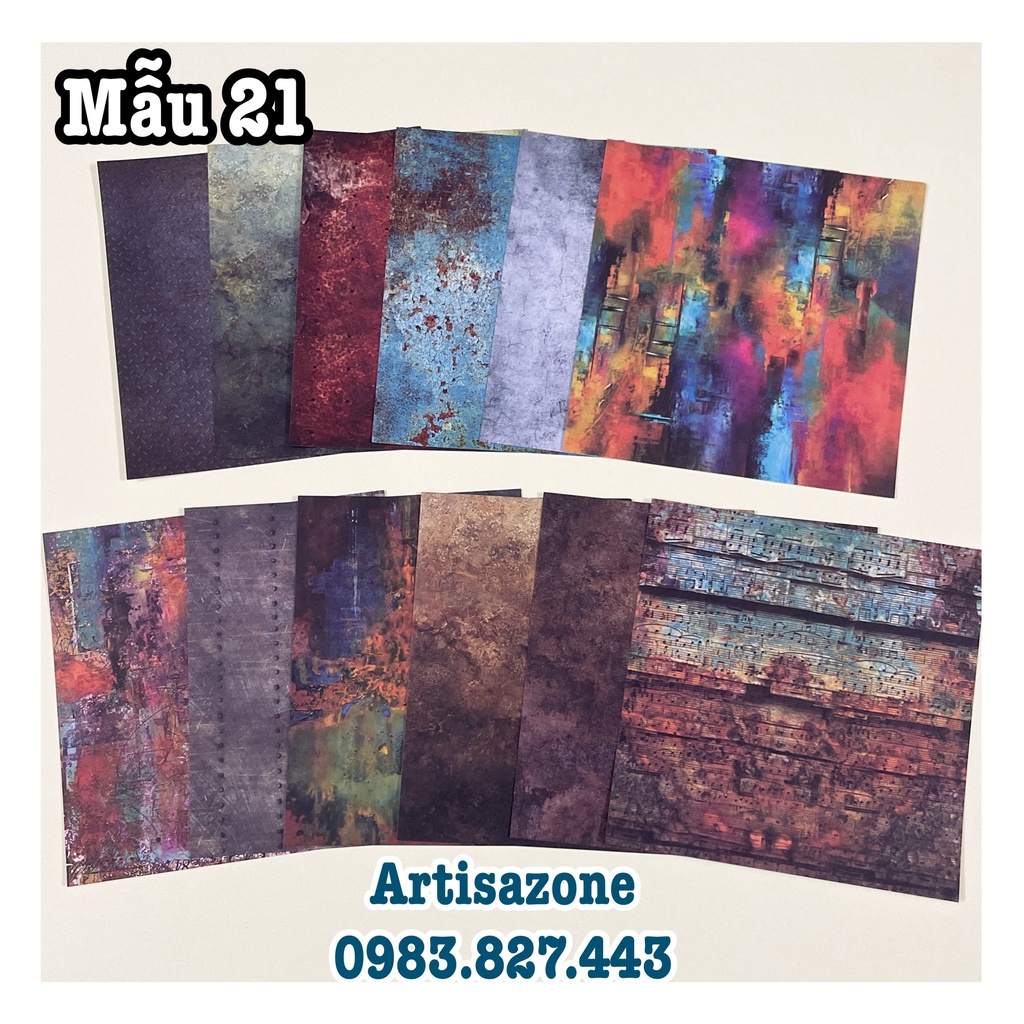 Giấy họa tiết Vintage làm Lovebox, scrapbook - Set 16 tờ hoặc 12 tờ