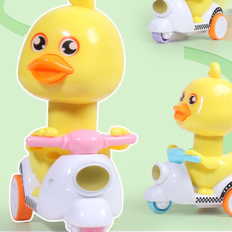 Đồ Chơi Chú Vịt Vàng Hoạt Hình Lái Xe Máy Dễ Thương Cho Bé