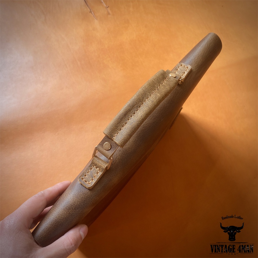 Cặp Laptop, Tệp A4 Da Bò Phong Cách Vintage Nhỏ Gọn/ túi da đựng máy tính handmade vintage BG16