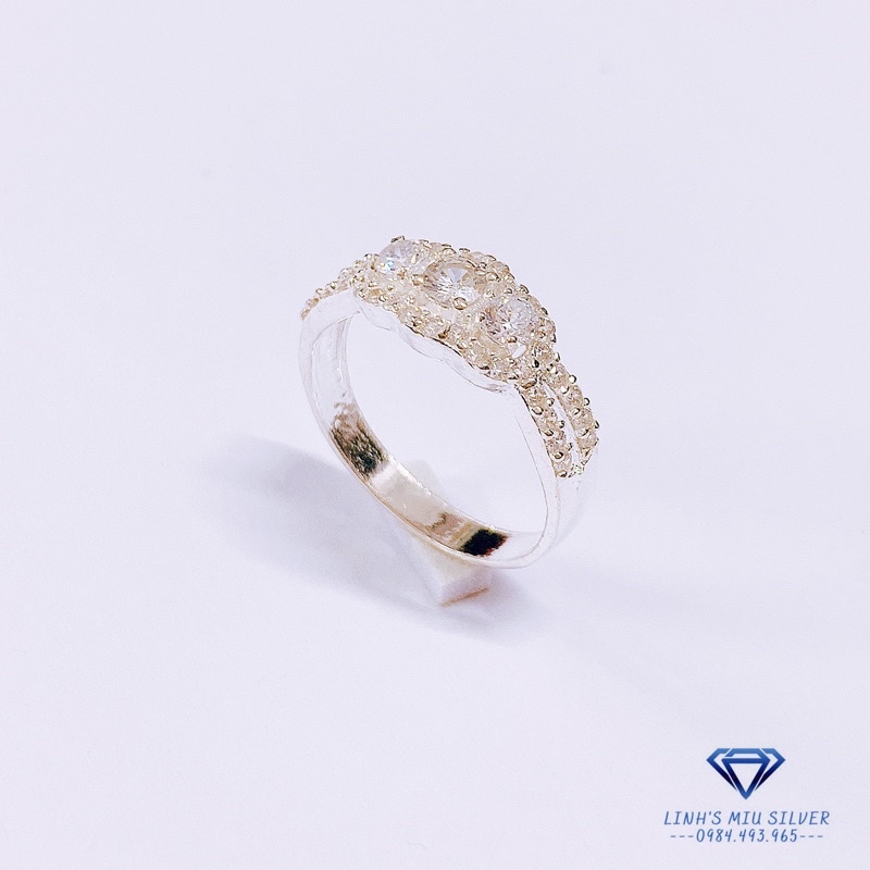 [Mã FAMARAL2 giảm 10K đơn 50K]NHẪN NỮ BẠC TA MẶT ĐÁ LINH MIU SILVER