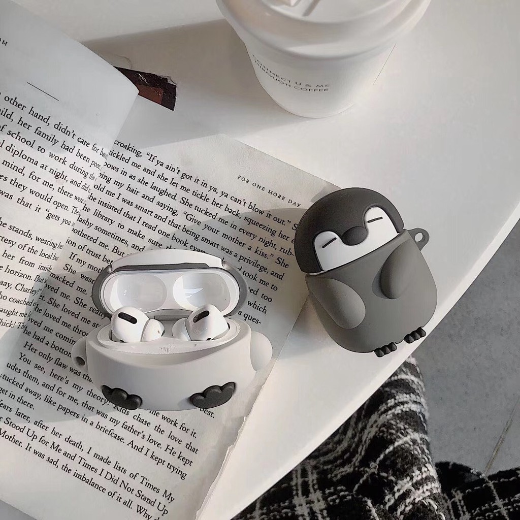 Hộp Đựng Bảo Vệ Tai Nghe Airpods Hình Chim Cánh Cụt 3d