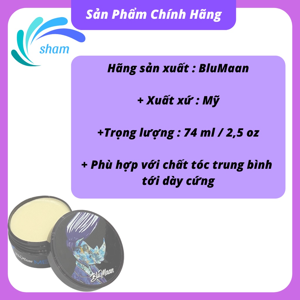 Sáp vuốt tóc tạo kiểu cao cấp bóng mượt BLUMAAN keo vuốt tóc nam nữ tê giác xanh