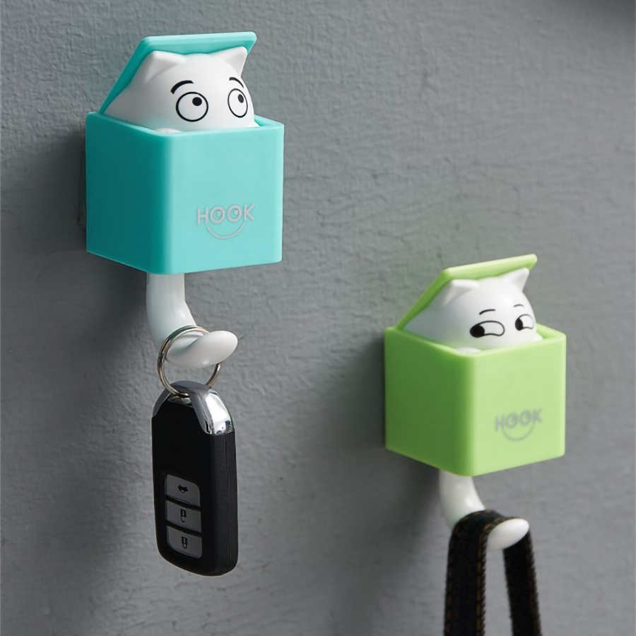 Móc treo chìa khoá, móc dán tường dễ thương mèo gật gù_MEO