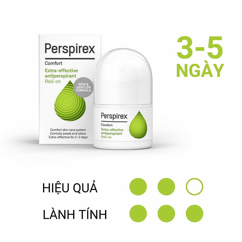 Lăn khử mùi Perspirex Comfort Roll On 20ml Màu Xanh Lá Dành Cho Da Nhạy Cảm Hiệu Quả 2-3 Ngày