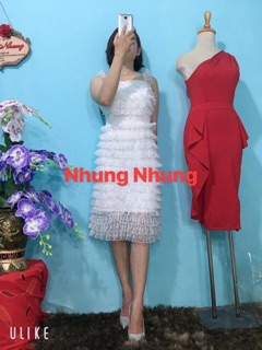 Ảnh thật đầm ren nhiều tầng