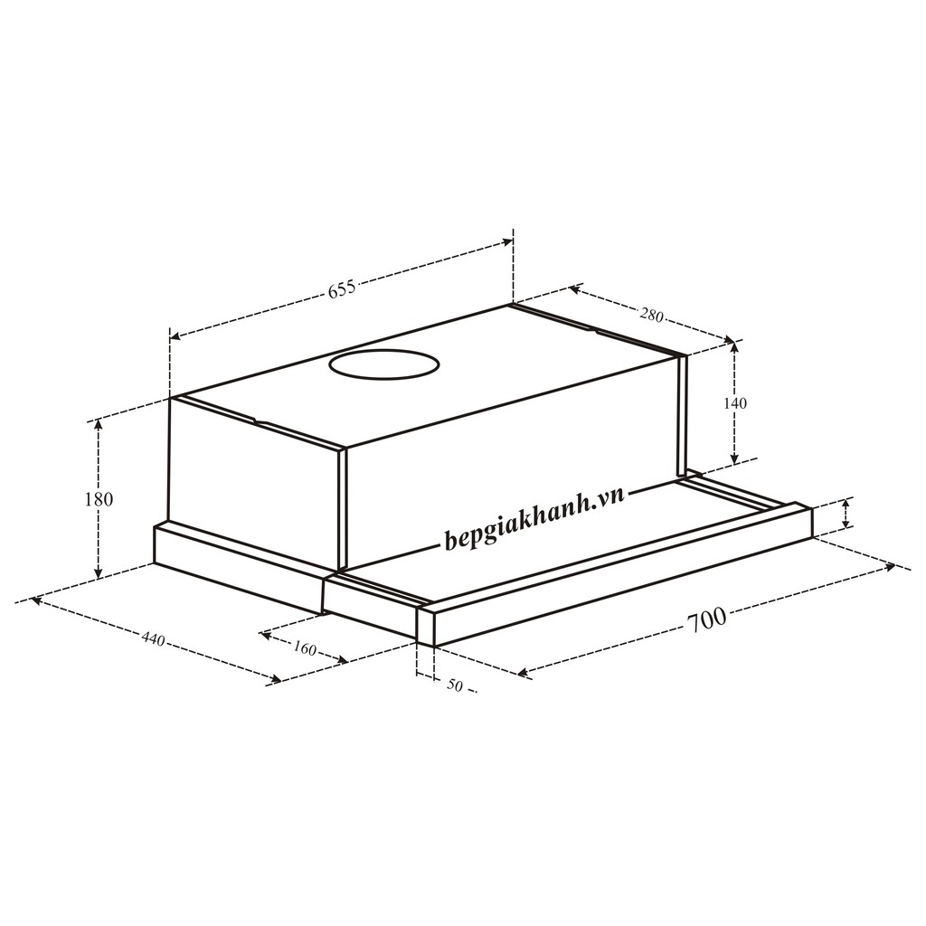 Máy hút mùi lắp âm tủ Pramie ALP9-700 nhập khẩu Thái Lan