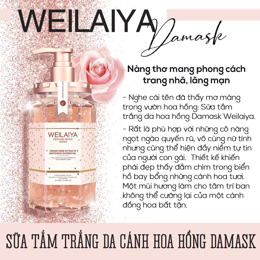 SỮA TẮM TUỶ MẬT HOA HỒNG DAMASK HƯƠNG NƯỚC HOA WEILAIYA | BigBuy360 - bigbuy360.vn
