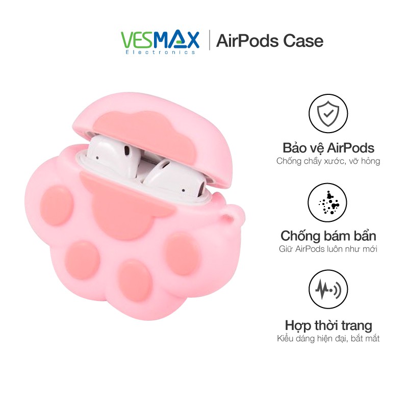 Case Airpods hình chân mèo đáng yêu, vỏ ốp đựng bảo vệ tai nghe bluetooth Airpod 1 2 Pro chất liệu silicon dẻo