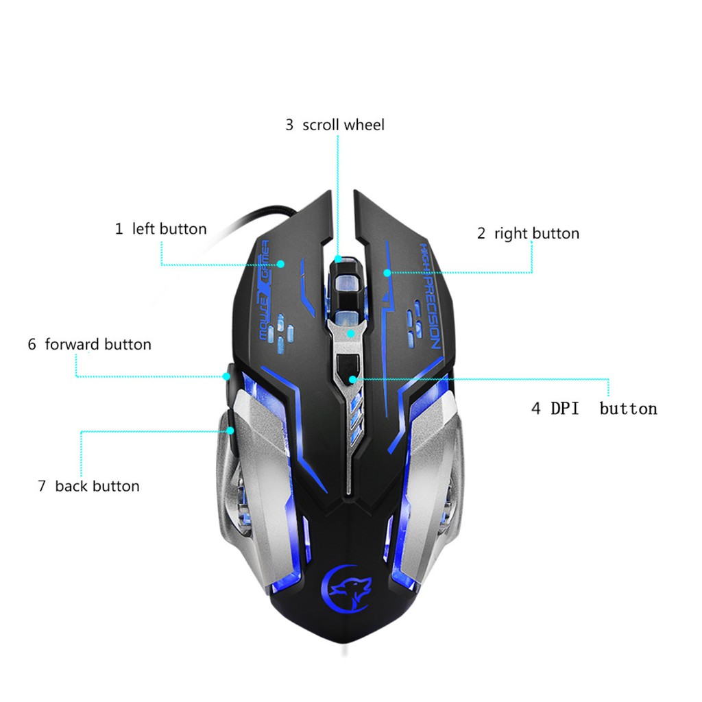 Chuột Gaming Hel + Ywyt G815 6 Nút Bấm Nhiều Màu Sắc