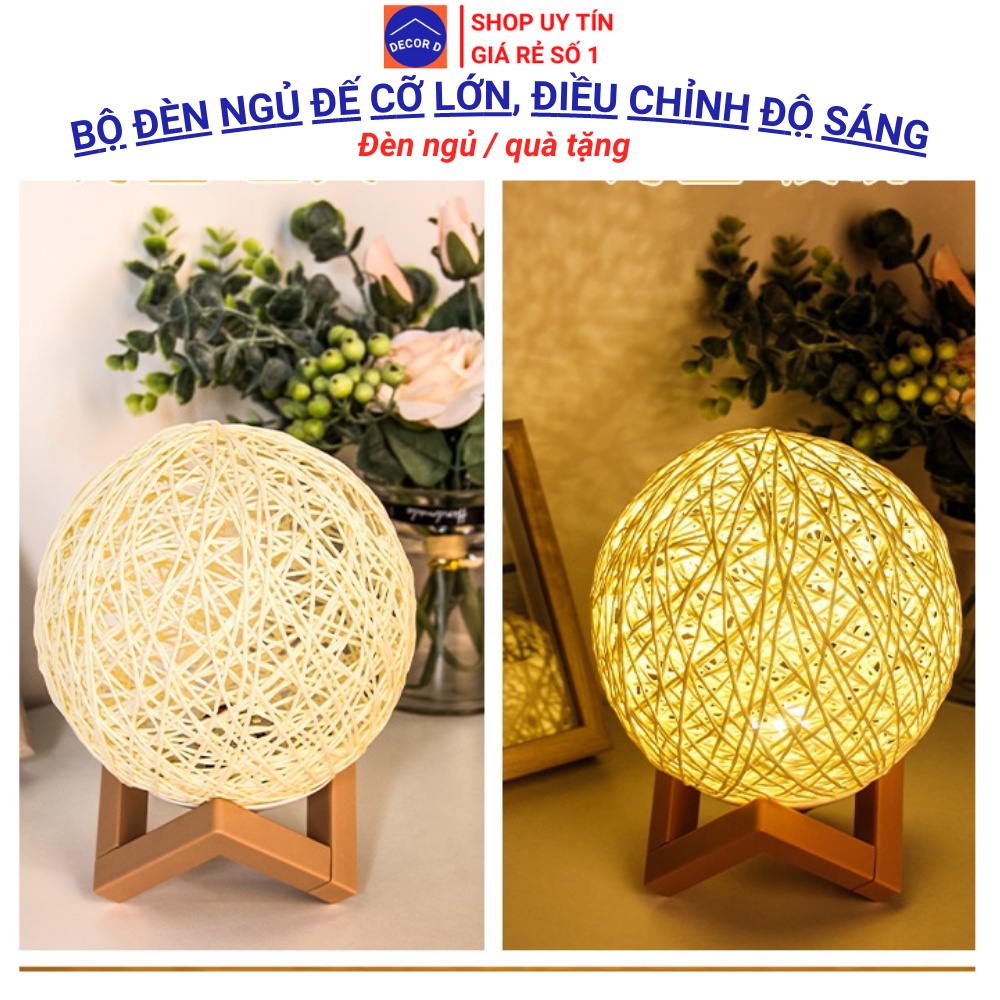 Đèn ngủ, Đèn ngủ mặt trăng, Đèn ngủ để bàn cầu mây size lớn 15cm, chế độ sáng phù hợp