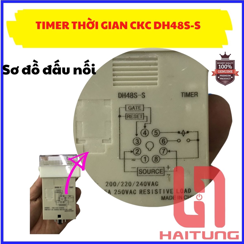 Timer DH48 S-S, Rờ-le Luân Phiên, Rờ-le 6 Nút. Tặng Kèm Phụ Kiện Đế. Thiết Bị Điện Hai Tùng