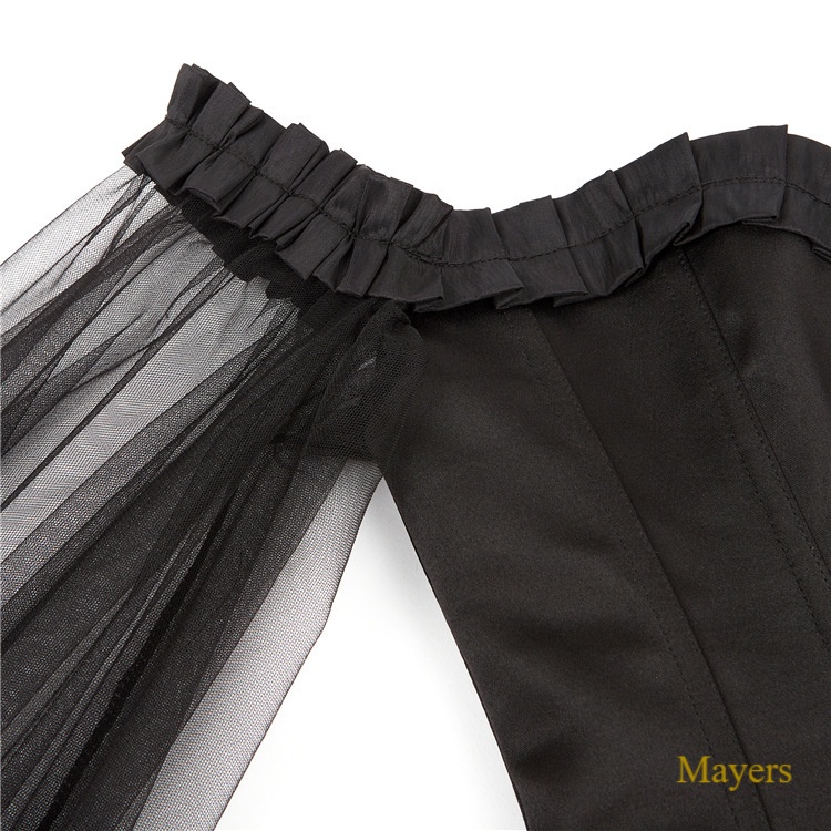 Corset Lace Long Sleeve Shapewear Top Black