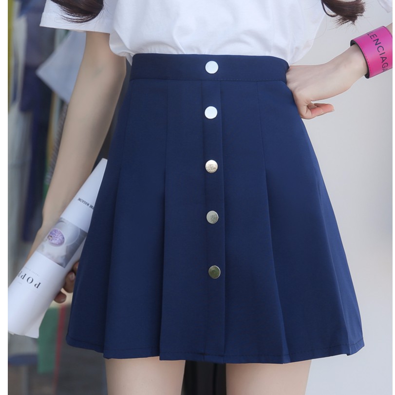 Chân váy xếp li lưng cao màu trơn thời trang | BigBuy360 - bigbuy360.vn