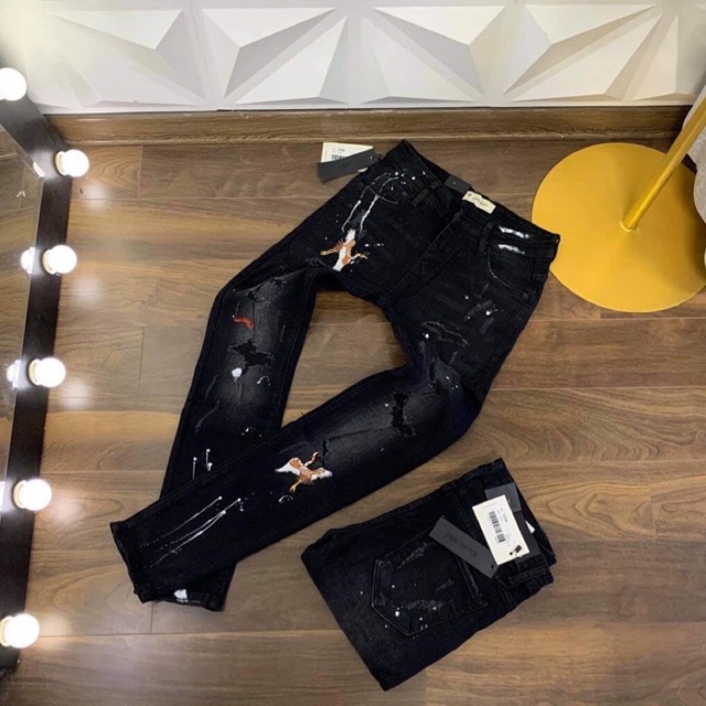 👆 Sale | NGON BỔ RẺ | | ĐẲNG CẤP |_ QUẦN JEAN NAM VẢY SƠN THÊU CHIM MÀU ĐEN -- Siêu Đẹp .. . 👆