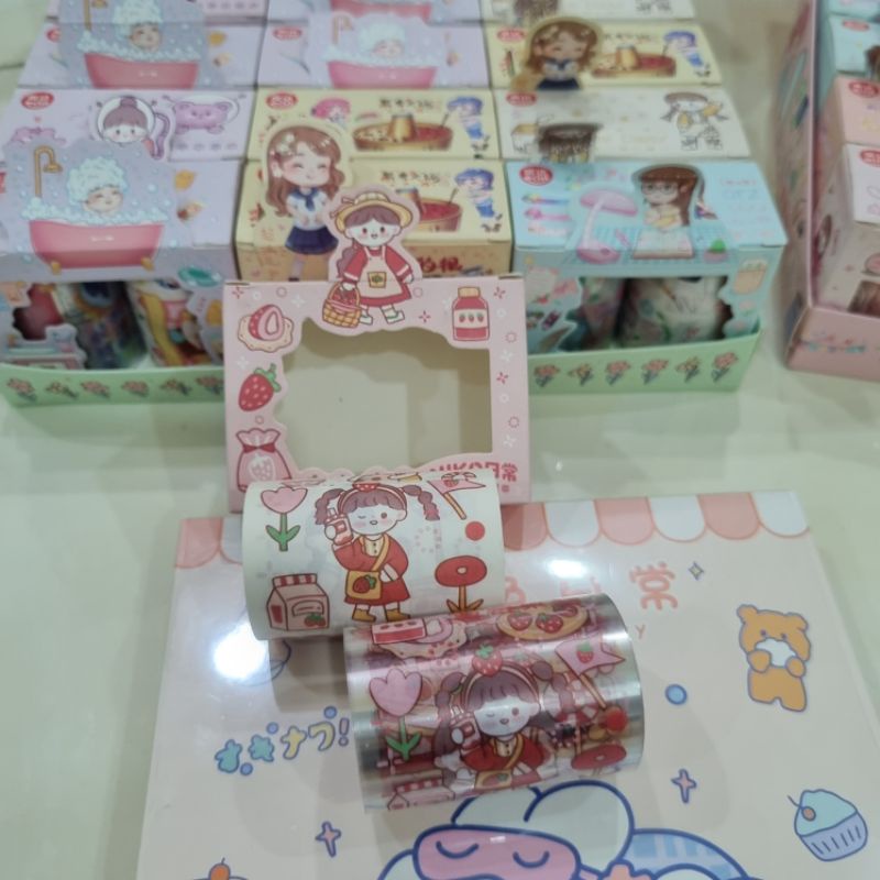Combo Washi Tape Hộp 2 Cuộn To Dài 5m 🌸ẢNH THẬT🌸 Washi Họa Tiết Đáng Yêu Trang Trí DIY