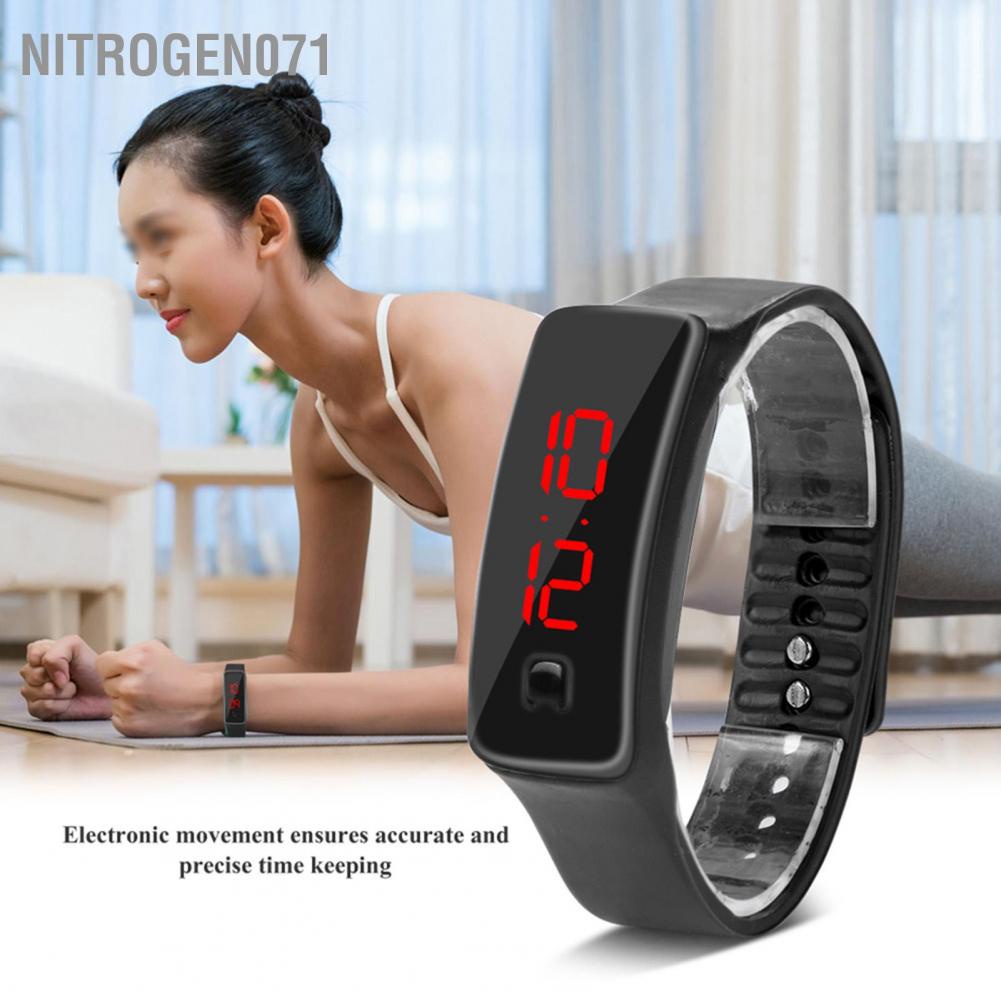 Đồng Hồ Điện Tử Dây Silicone Cho Thể Thao Nitrogen071, Màn Hình LED 12 Giờ