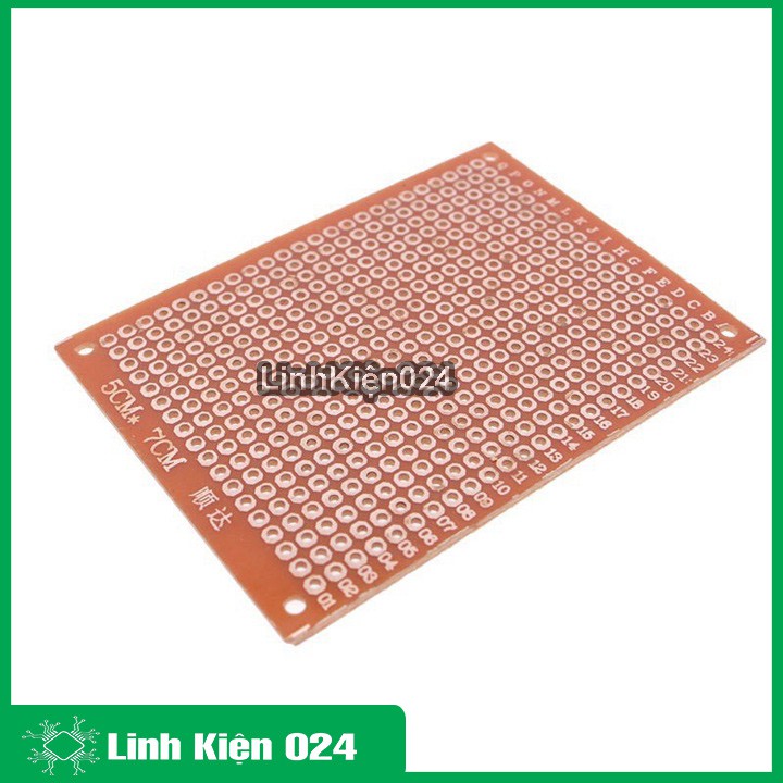 Phíp Đồng Lỗ - Bảng Mạch Đục Lỗ Sẵn PCB Nâu Kích Thước 5x7cm