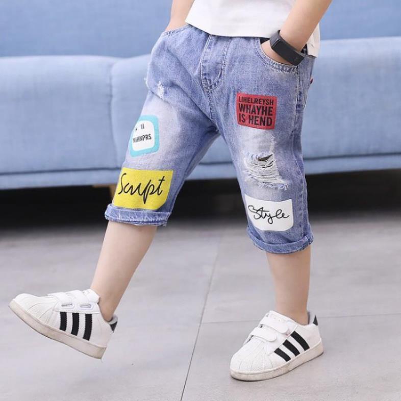 Quần jean lửng, quần ngố bé trai size đại 20kg 25kg 30kg 35kg 40kg. Quần bò cho bé 7 8 9 10 1112 tuổi