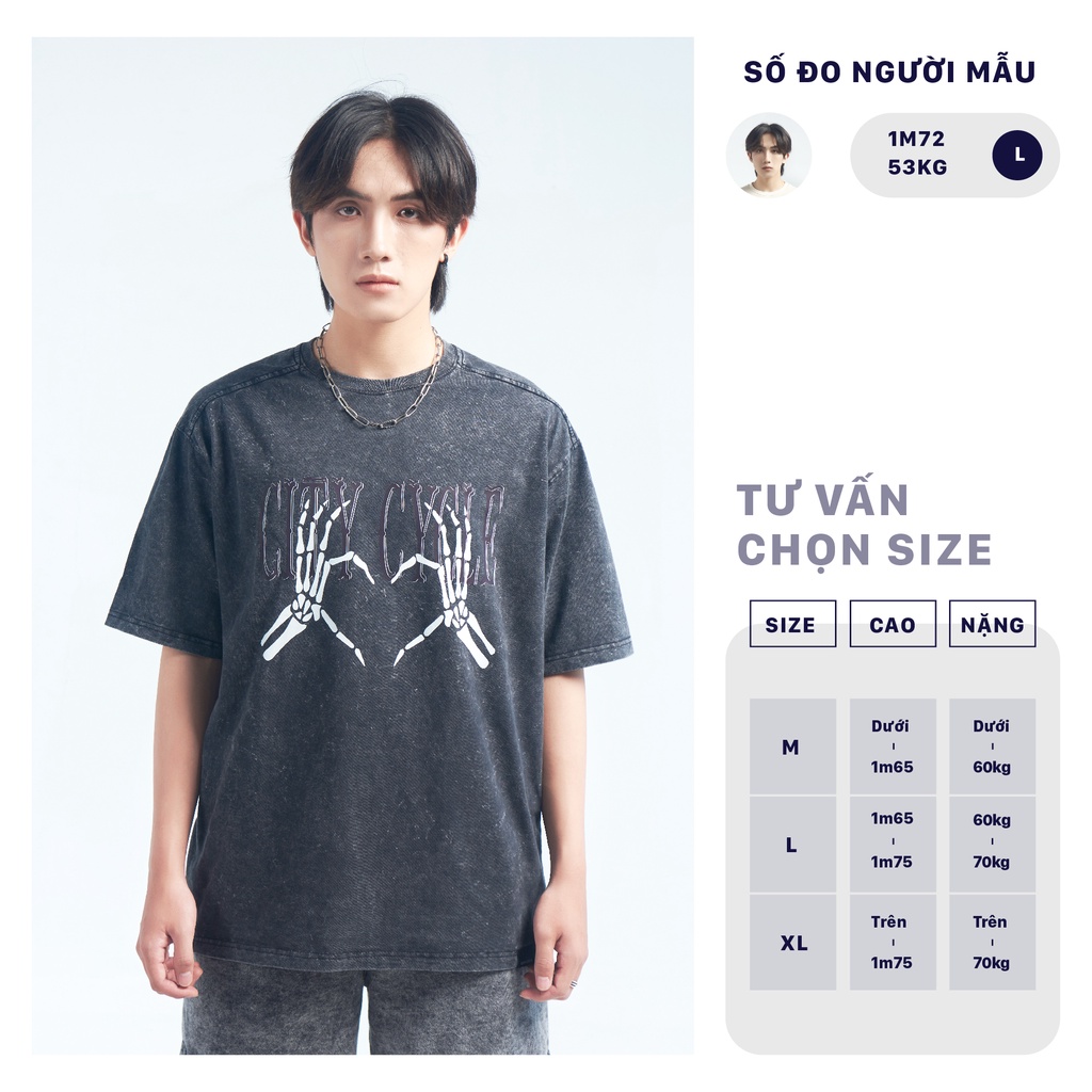 Áo thun local brand Acid Heart Bones City Cycle phông tay lỡ oversize cotton unisex in hình
