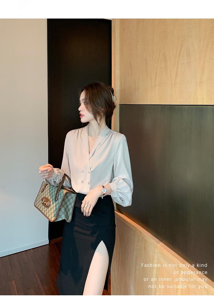 Áo Sơ Mi Chiffon Cổ V Tay Dài Thời Trang 2021 Cho Nữ