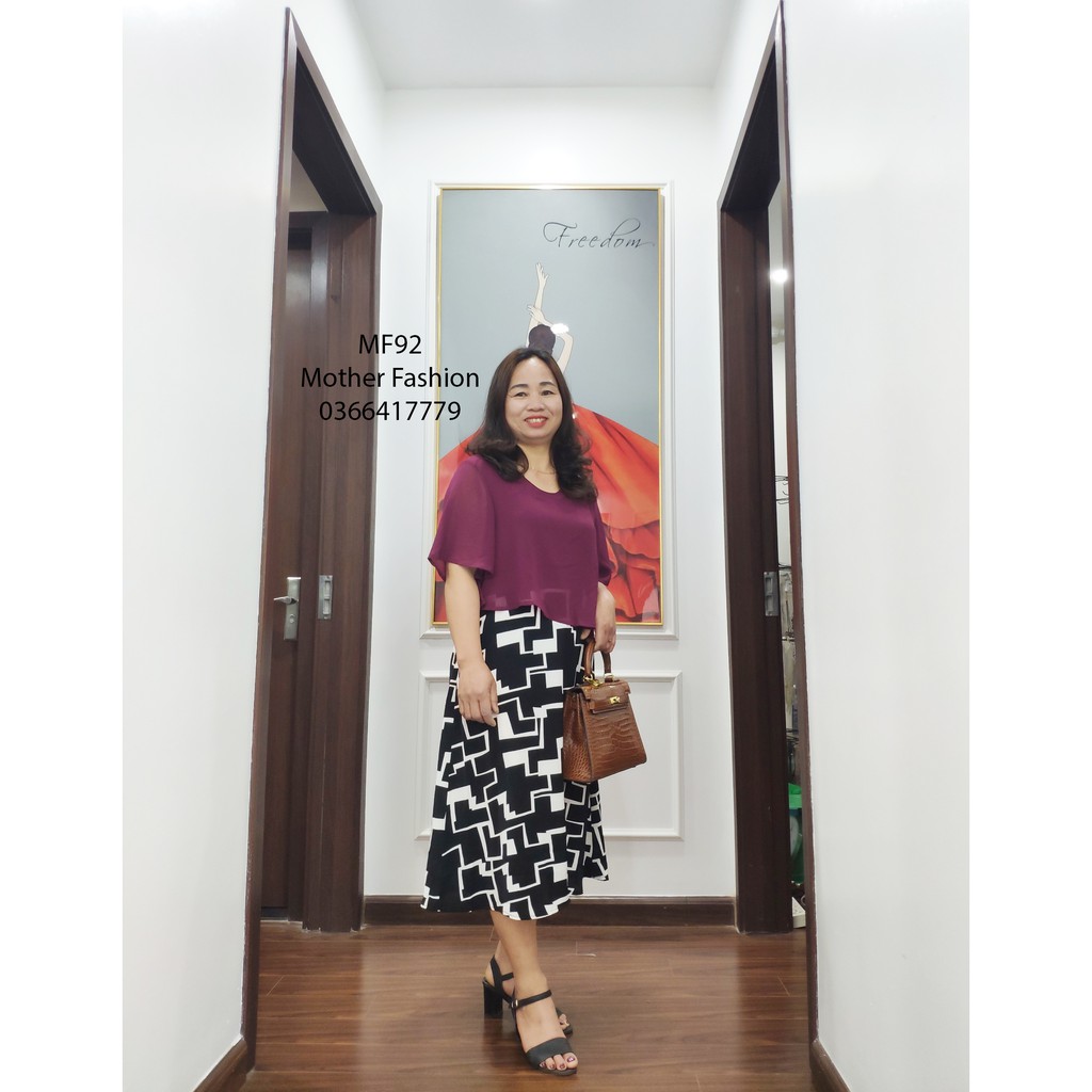 Đầm trung niên sang trọng, váy đầm dự tiệc nữ trung tuổi, cho bà cho mẹ MF92