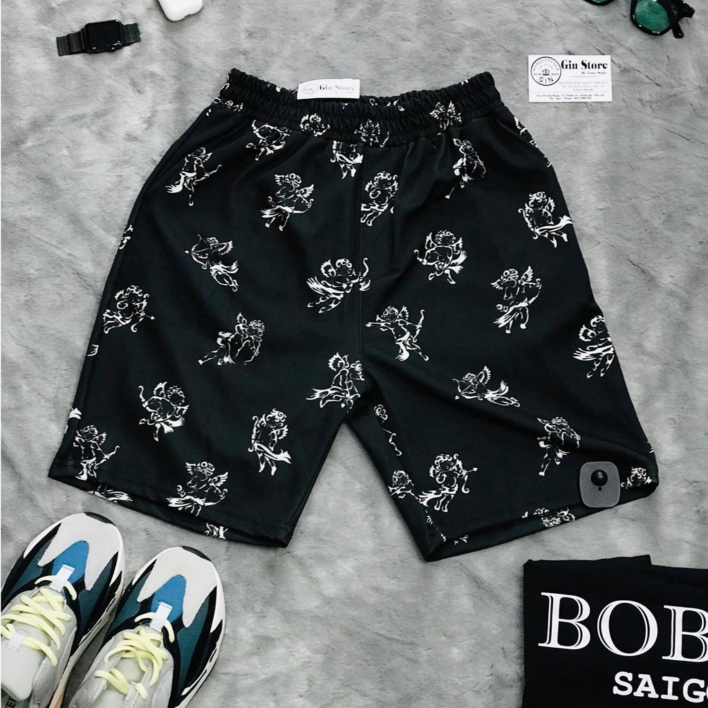 Quần short Unisex Bu Bui Thiên Thần ⚡ 𝐆𝐢́𝐚 𝐇𝐮̉𝐲 𝐃𝐢𝐞̣̂𝐭 ⚡ Quần đùi chất nỉ da cá, Nam nữ đều mặc được - Gin Store