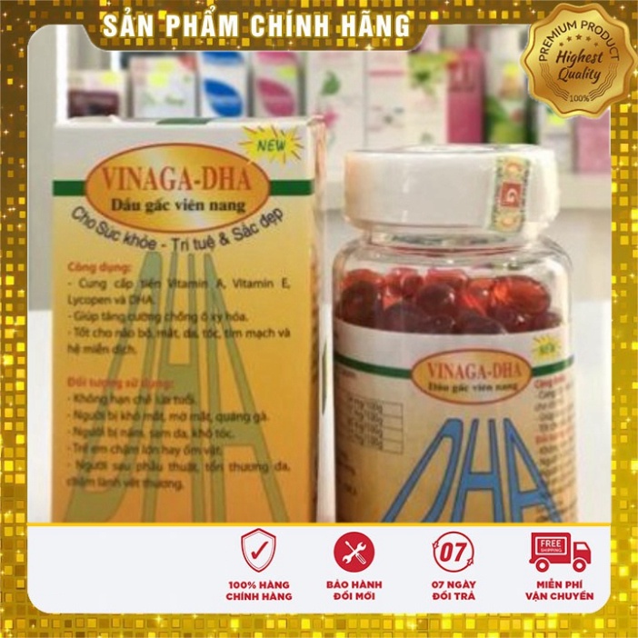 [Chính hãng] Dầu gấc viên nang VINAGA - DHA ( hộp 100 viên) Amipharma