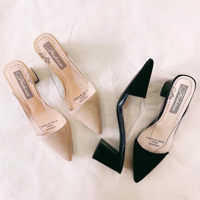 [Mã FASHION1111B hoàn 10% tối đa 100K xu đơn 250K] (HÀNG SẴN) SỤC QUAI TRONG - DA LỘN PHỐI MICA - MŨI NHỌN - ĐẾ TRỤ 6CM | BigBuy360 - bigbuy360.vn