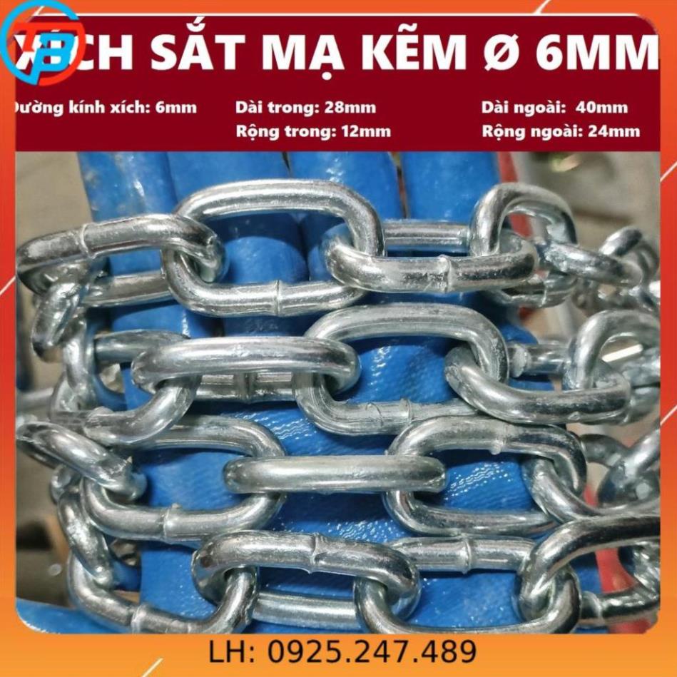 Dây xích sắt mạ kẽm [ Phi 6mm ] CÁP THÉP Thái Bình VinàN
