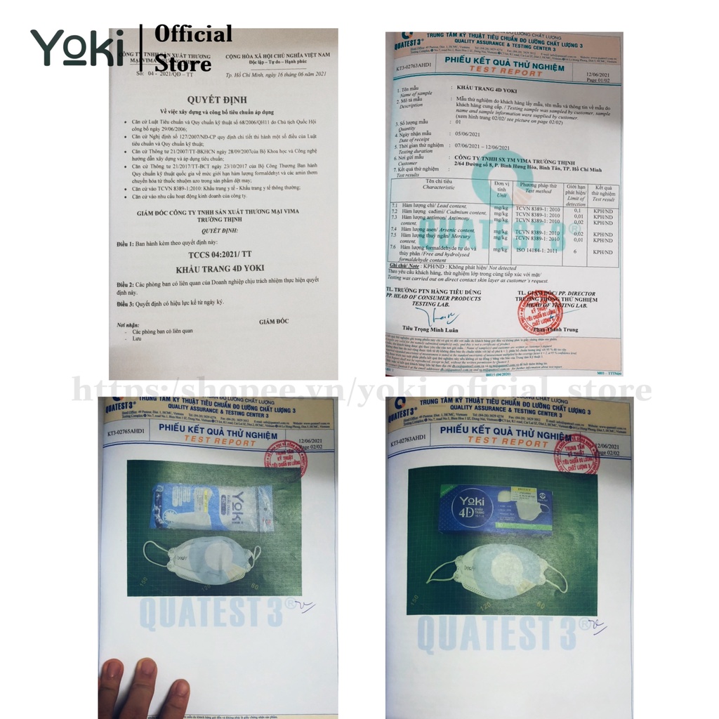 [Mã BMBAU50 giảm 10% đơn 99k] Combo 10 Túi Khẩu trang 4D Yoki KF94 4 lớp kháng khuẩn chống bụi mịn PM2.5