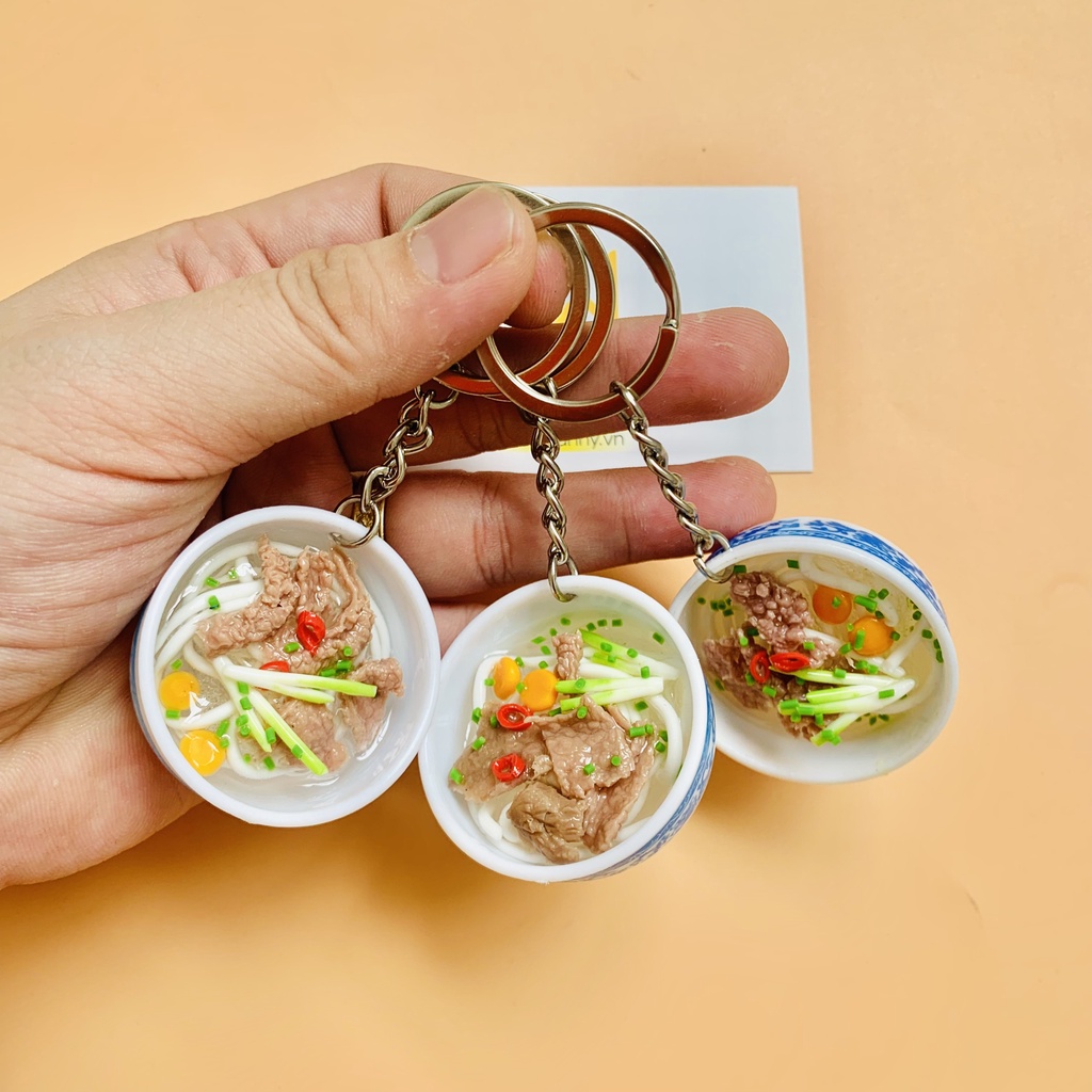 Móc khóa tô Phở quà tặng lưu niệm Việt Nam Keychain Handmade chất liệu bằng đất sét