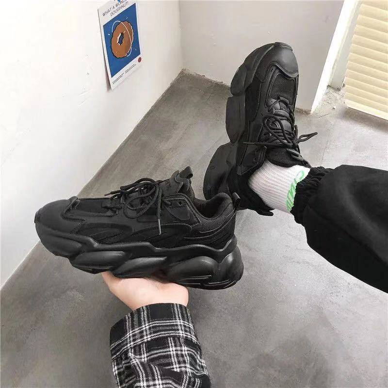sneakers Giày Thể Thao Đế Dày Màu Đen Kiểu Retro Dễ Phối Đồ Cho Cặp Đôi