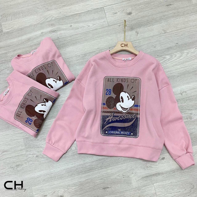 Áo nỉ mickey hồng