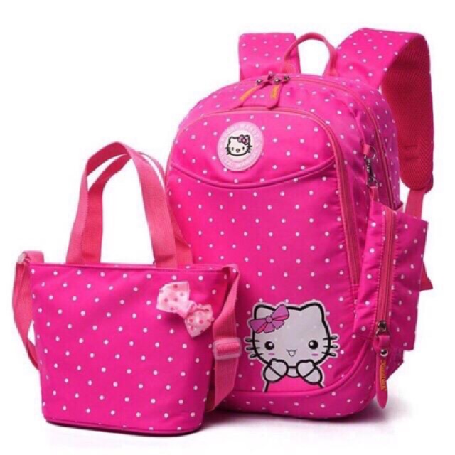 Balo 3 Trong 1 Họa Tiết Hello Kitty Chấm Bi Cho Bé