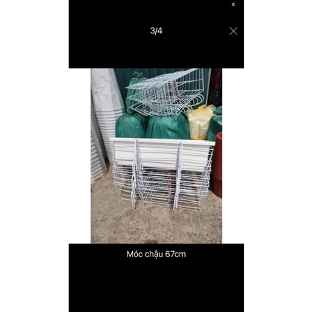 Combo 4 món chậu và giá treo 48x20x16 chậu trồng cây hoa, giá sắt treo ban công