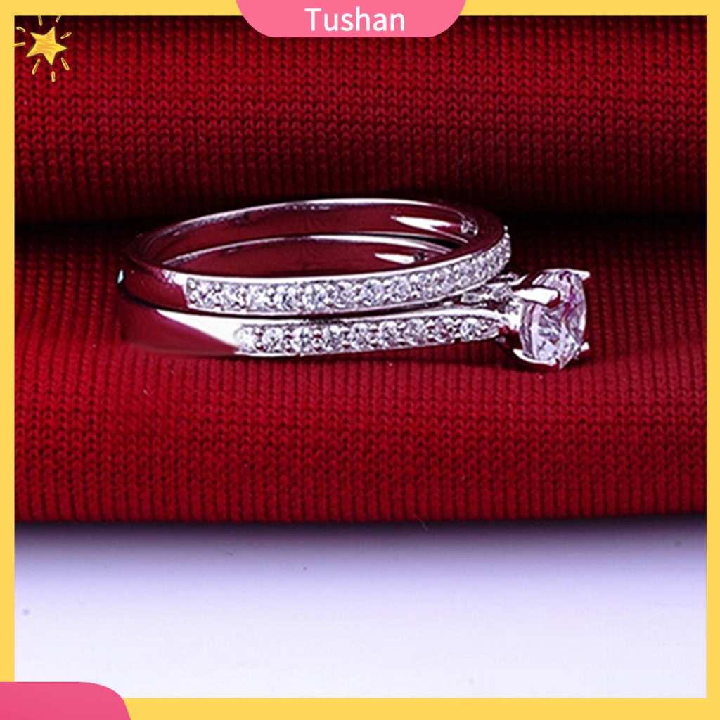 Nhẫn đính hôn đính đá zircon bằng bạc sterling 925