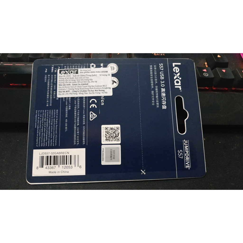 USB Lexar 32G chuẩn 3.0 - New - Chính Hãng Mai Hoàng - BH 36T - Lỗi 1 đổi 1