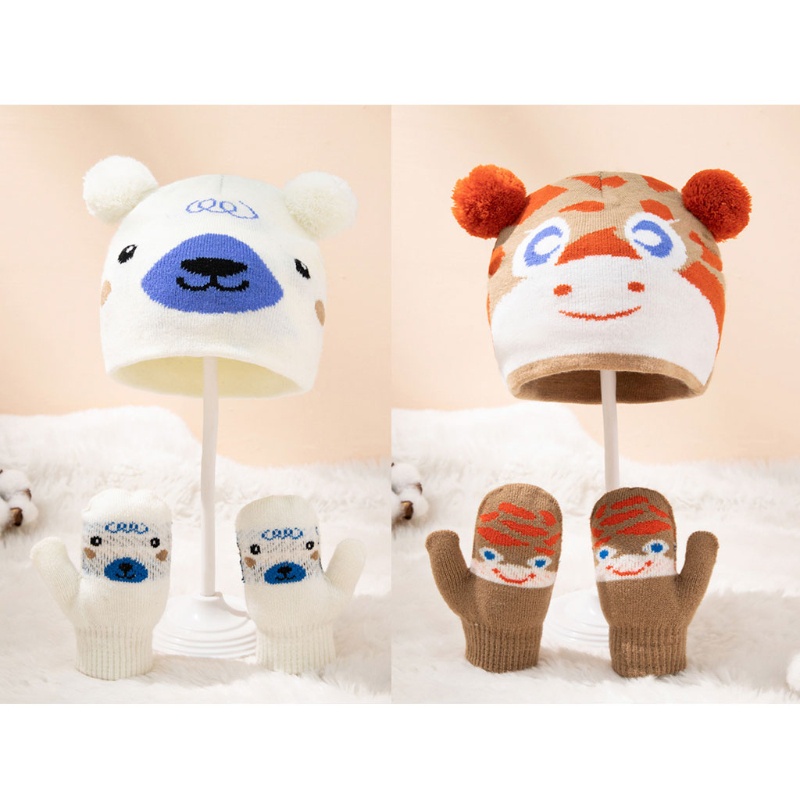 Mũ Beanie Dệt Kim Mềm Mại Giữ Ấm Mùa Đông Dễ Thương Cho Bé