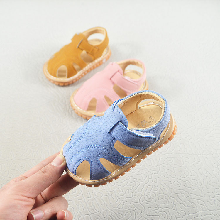Giày sandal tập đi có kèn cho bé trai, bé gái [0-1 tuổi], chất liệu da cao cấp, thiết kế dễ thương phong cách Poco
