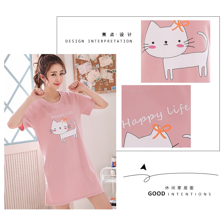Bộ Đồ Ngủ Tay Ngắn Vải Cotton Cỡ Lớn In Hoạt Hình Dễ Thương Cho Các Cặp Đôi | BigBuy360 - bigbuy360.vn