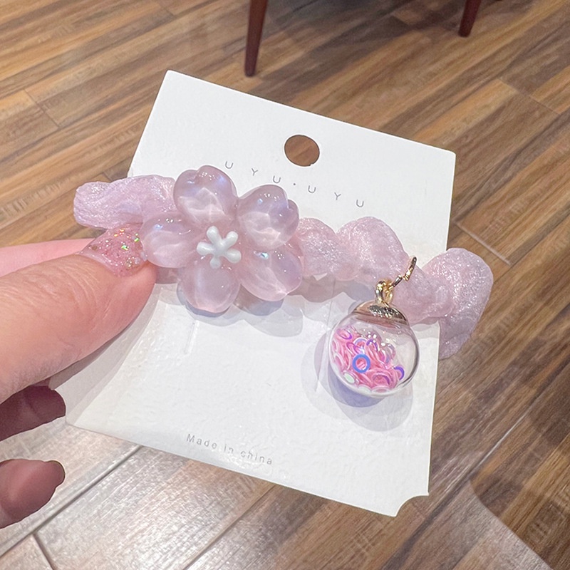 Dây Buộc Tóc Hoa Anh Đào Màu Hồng Cherry Nhỏ Xinh Xắn Cho Bé Gái