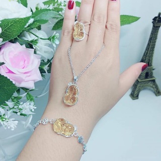 Nhẫn tì hưu bạc ta màu vàng