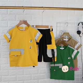 261930 Đồ Bộ Cho Bé Trai Tay Ngắn Quần Lửng Túi Hộp Màu Sành Điệu ( 1- 7tuổi)