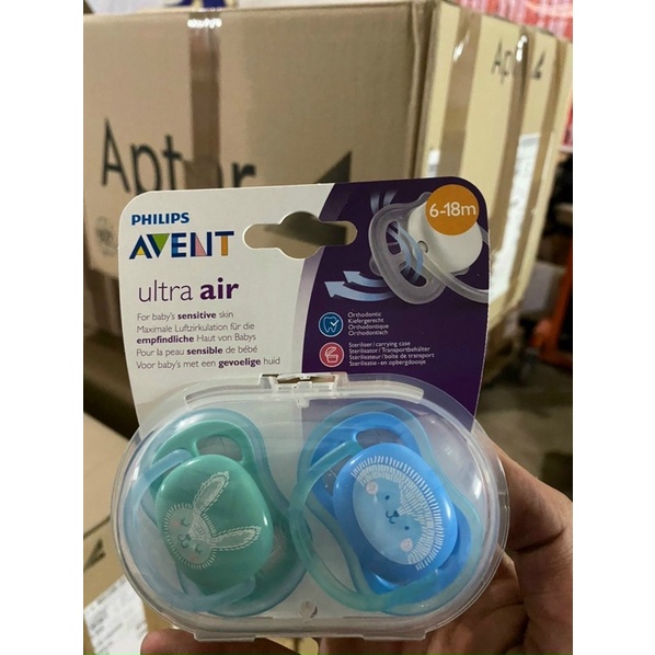 Set 2 Ti giả Avent ultra 0-6m; 6-18m chống vẩu, chống đầy hơi